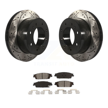 Drilled Slot Disc Brake Rotors Semi-Metallic Pad Rear Kit For Chevrolet Suburban