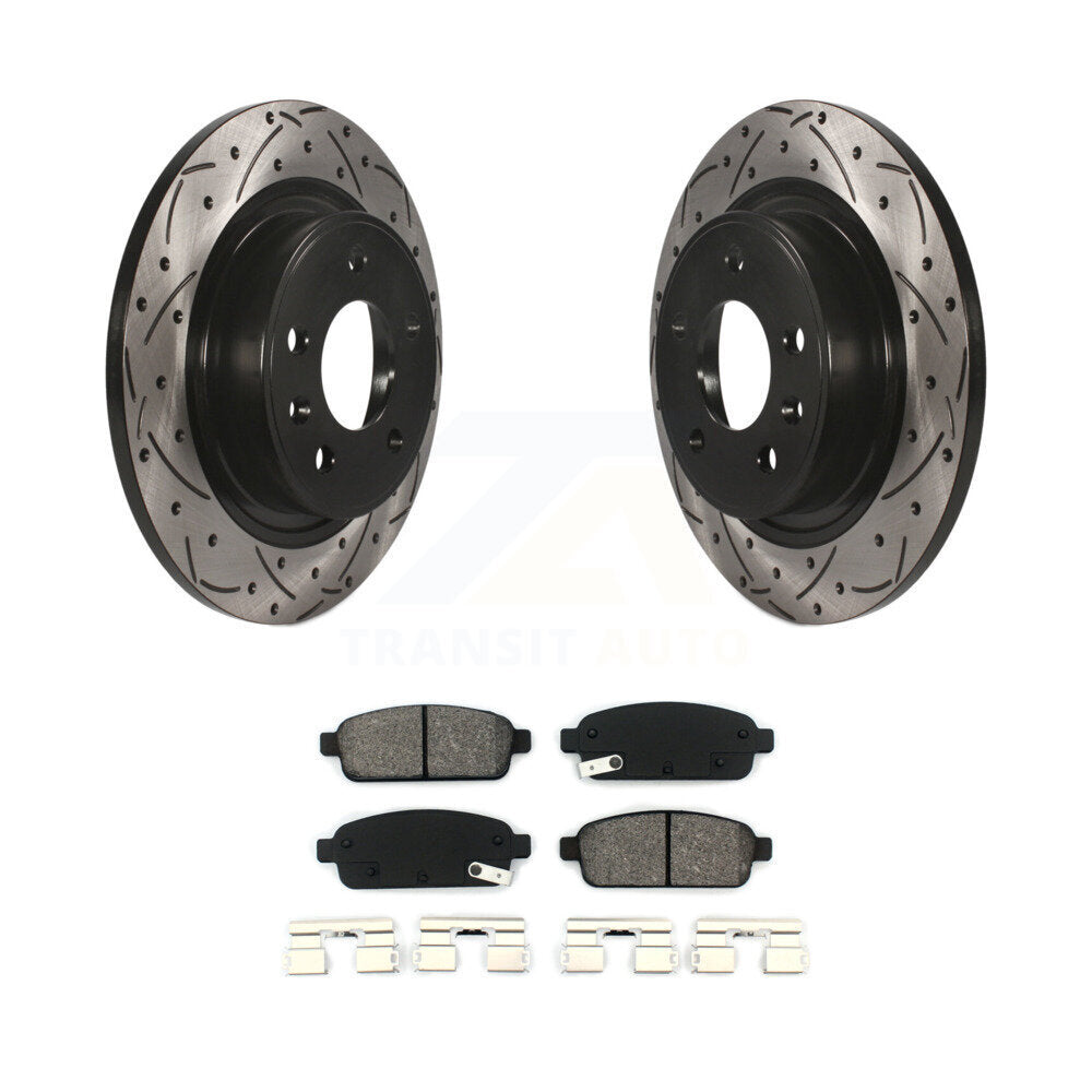 Drill Slot Brake Rotor Semi-Metallic Pad Rear Kit For Chevrolet Cruze Buick Volt