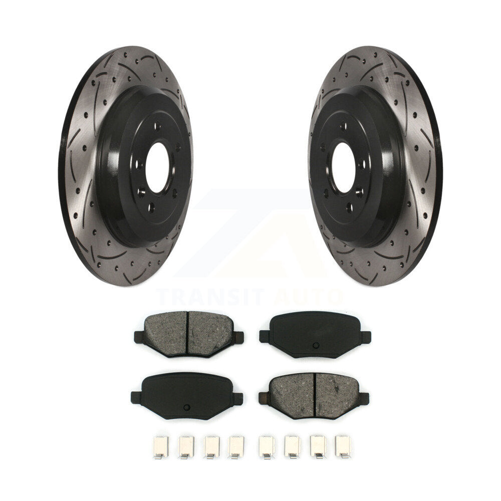 Drilled Slot Brake Rotors Semi-Metallic Pad Rear Kit For Ford Explorer Edge Flex