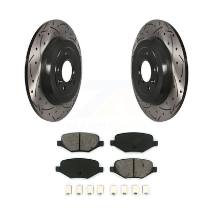 Drilled Slot Brake Rotors Semi-Metallic Pad Rear Kit For Ford Explorer Edge Flex