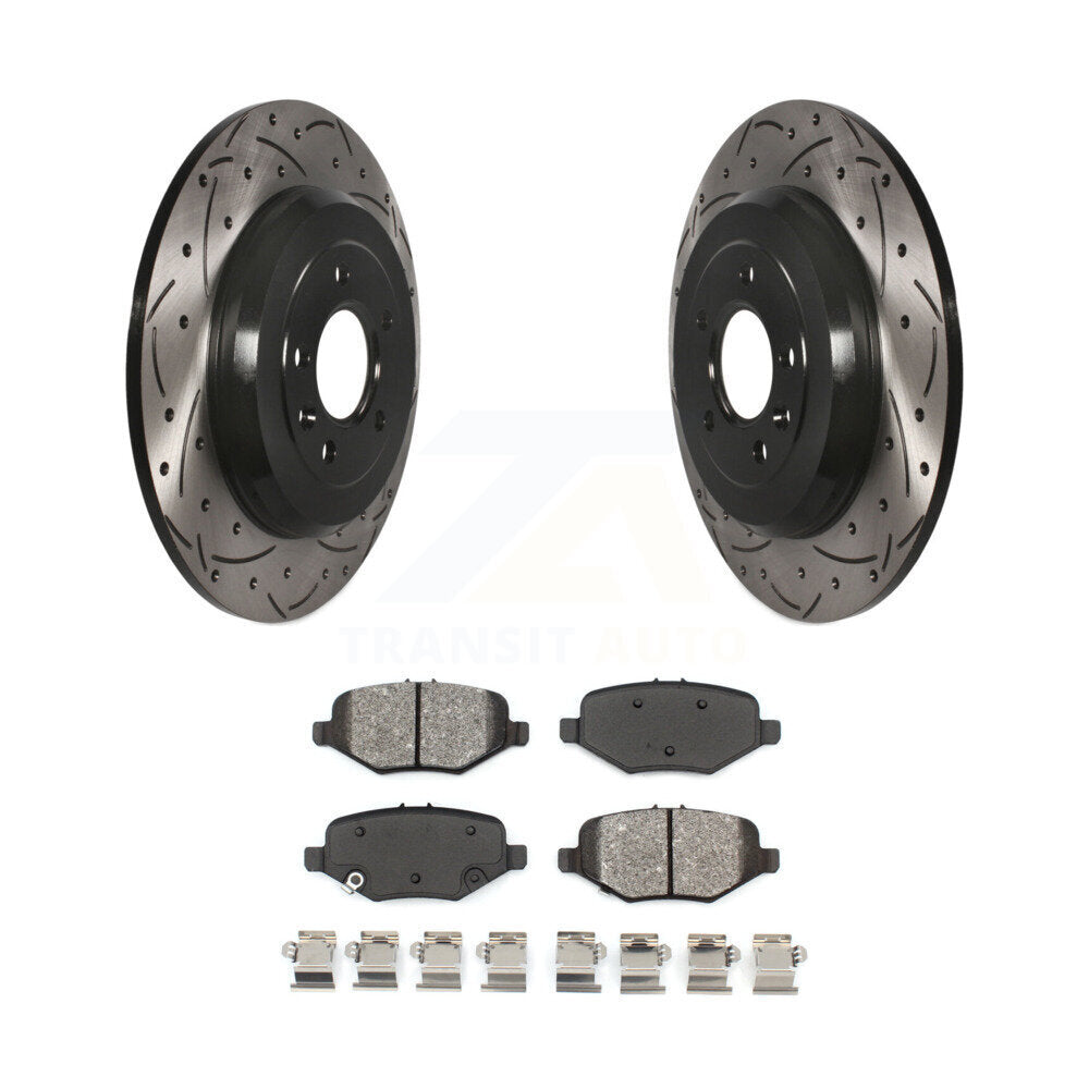 Coated Drill Slot Disc Brake Rotors Semi-Metallic Pad Rear Kit For Ford Explorer