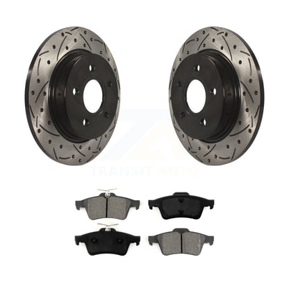 Coated Drilled Slot Disc Brake Rotor & Semi-Metallic Pad Rear Kit For Ford Focus