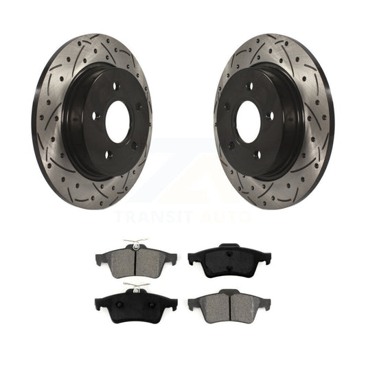 Coated Drilled Slot Disc Brake Rotor & Semi-Metallic Pad Rear Kit For Ford Focus