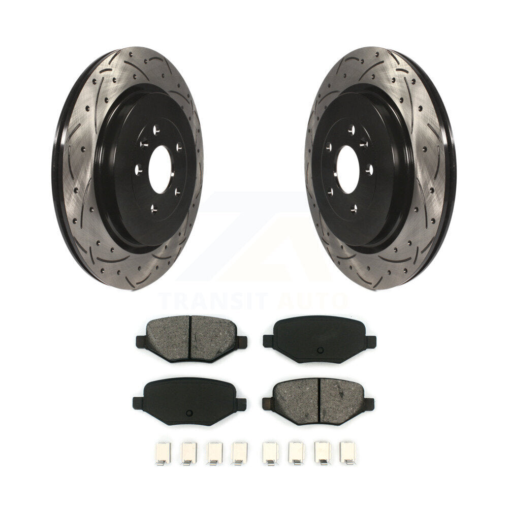 Drill Slot Brake Rotors Semi-Metallic Pad Rear Kit For Ford Explorer Police Flex
