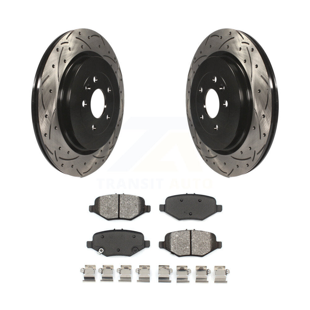 Drill Slot Brake Rotors Semi-Metallic Pad Rear Kit For Ford Explorer Flex Taurus