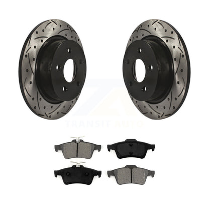 Drill Slot Brake Rotors Semi-Metallic Pad Rear Kit For Ford Escape Transit C-Max