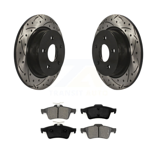 Drill Slot Brake Rotors Semi-Metallic Pad Rear Kit For Ford Escape Transit C-Max