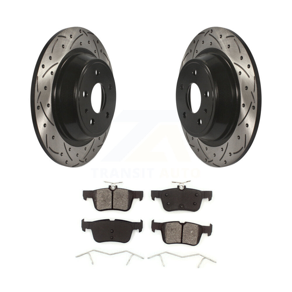 Drilled Slot Brake Rotors Semi-Metallic Pad Rear Kit For Ford Fusion Lincoln MKZ