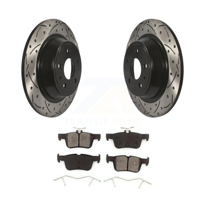 Drilled Slot Brake Rotors Semi-Metallic Pad Rear Kit For Ford Fusion Lincoln MKZ