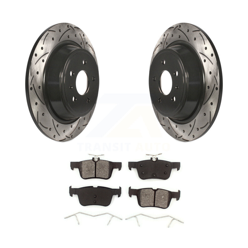 Drill Slot Brake Rotor Semi-Metallic Pad Rear Kit For Ford Escape Fusion Lincoln
