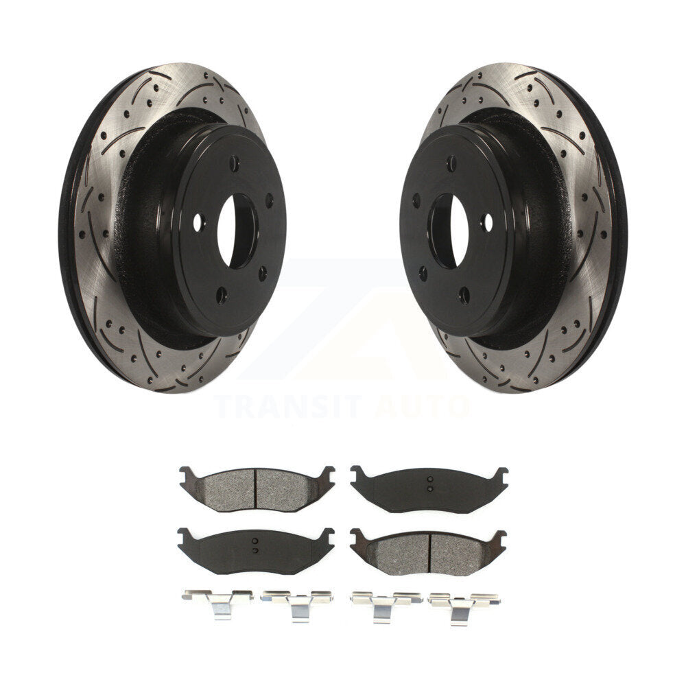 Drilled Slot Brake Rotor & Semi-Metallic Pad Rear Kit For Ram 1500 Classic Dodge