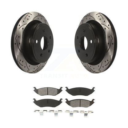 Drilled Slot Brake Rotor & Semi-Metallic Pad Rear Kit For Ram 1500 Classic Dodge