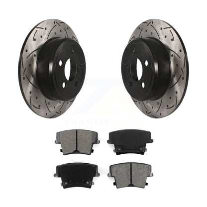 Drill Slot Brake Rotor Semi-Metallic Pad Rear Kit For Dodge Charger Chrysler 300