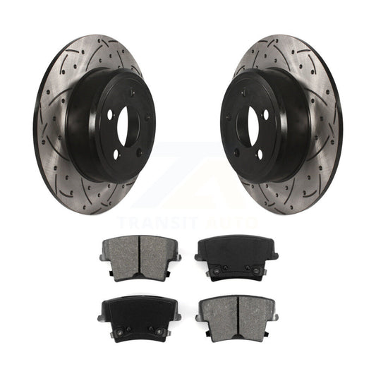 Drill Slot Brake Rotor Semi-Metallic Pad Rear Kit For Dodge Charger Chrysler 300