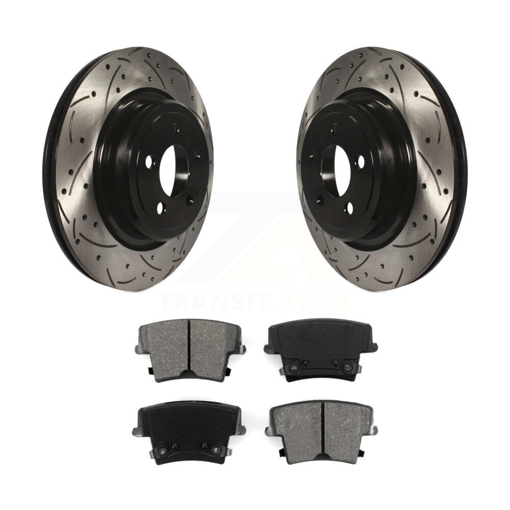 Drill Slot Disc Brake Rotors Semi-Metallic Pad Rear Kit For Dodge Charger Magnum