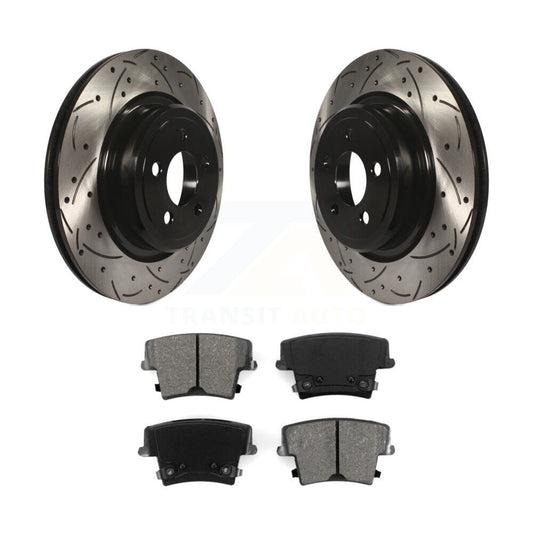 Drill Slot Disc Brake Rotors Semi-Metallic Pad Rear Kit For Dodge Charger Magnum