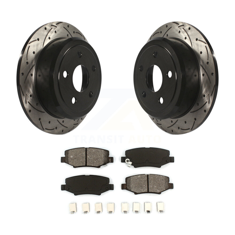 Coat Drill Slot Disc Brake Rotor Semi-Metallic Pad Rear Kit For Jeep Wrangler JK