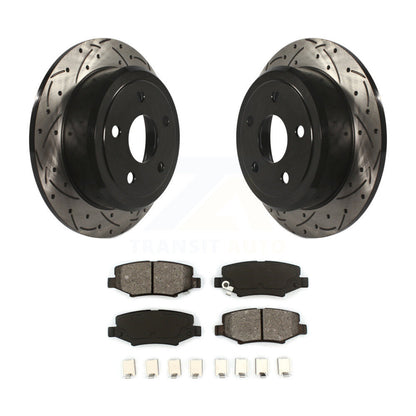 Coat Drill Slot Disc Brake Rotor Semi-Metallic Pad Rear Kit For Jeep Wrangler JK