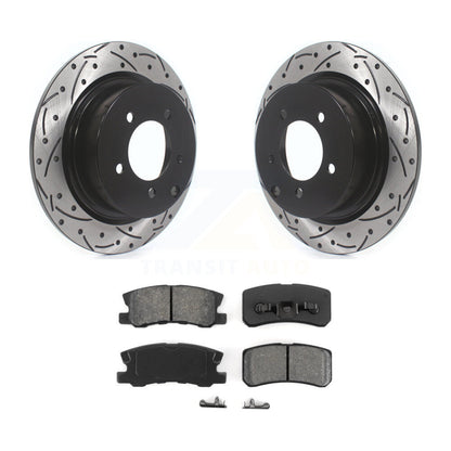 Drill Slot Brake Rotor Semi-Metallic Pad Rear Kit For Mitsubishi Jeep Lancer 200