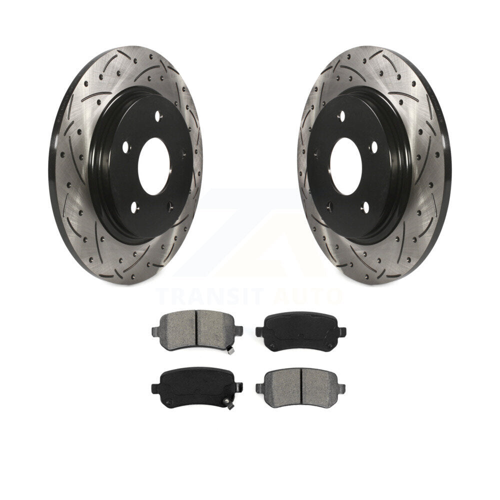 Drill Slot Brake Rotor Semi-Metallic Pad Rear Kit For Dodge Grand Caravan Town &