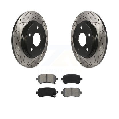 Drill Slot Brake Rotor Semi-Metallic Pad Rear Kit For Dodge Grand Caravan Town &