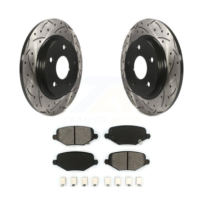 Drill Slot Brake Rotor Semi-Metallic Pad Rear Kit For Dodge Grand Caravan Town &