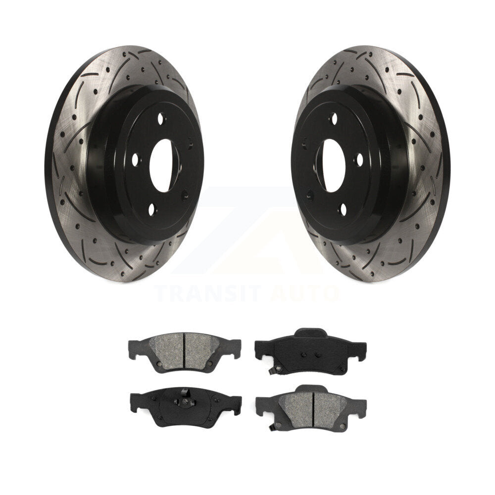 Drilled Slot Brake Rotor Semi-Metallic Pad Rear Kit For Dodge Durango Jeep Grand