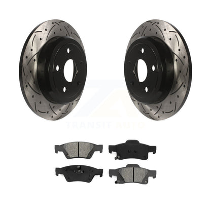 Drilled Slot Brake Rotor Semi-Metallic Pad Rear Kit For Dodge Durango Jeep Grand