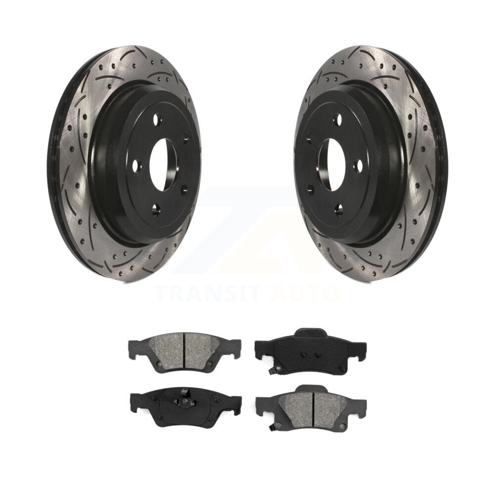 Drill Slot Brake Rotors Semi-Metallic Pad Rear Kit For Jeep Grand Cherokee Dodge