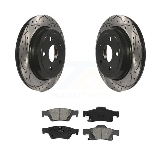Drill Slot Brake Rotors Semi-Metallic Pad Rear Kit For Jeep Grand Cherokee Dodge