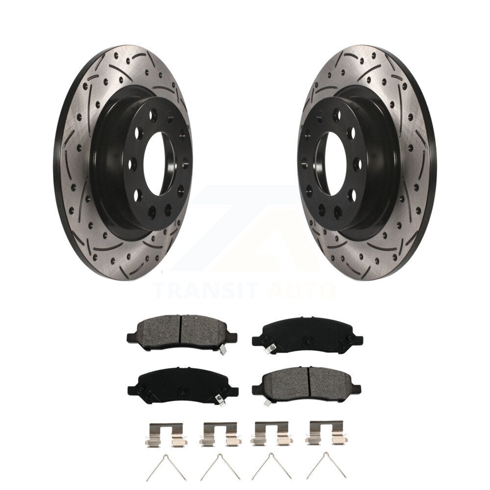 Drill Slot Disc Brake Rotors Semi-Metallic Pad Rear Kit For 2013-2016 Dodge Dart