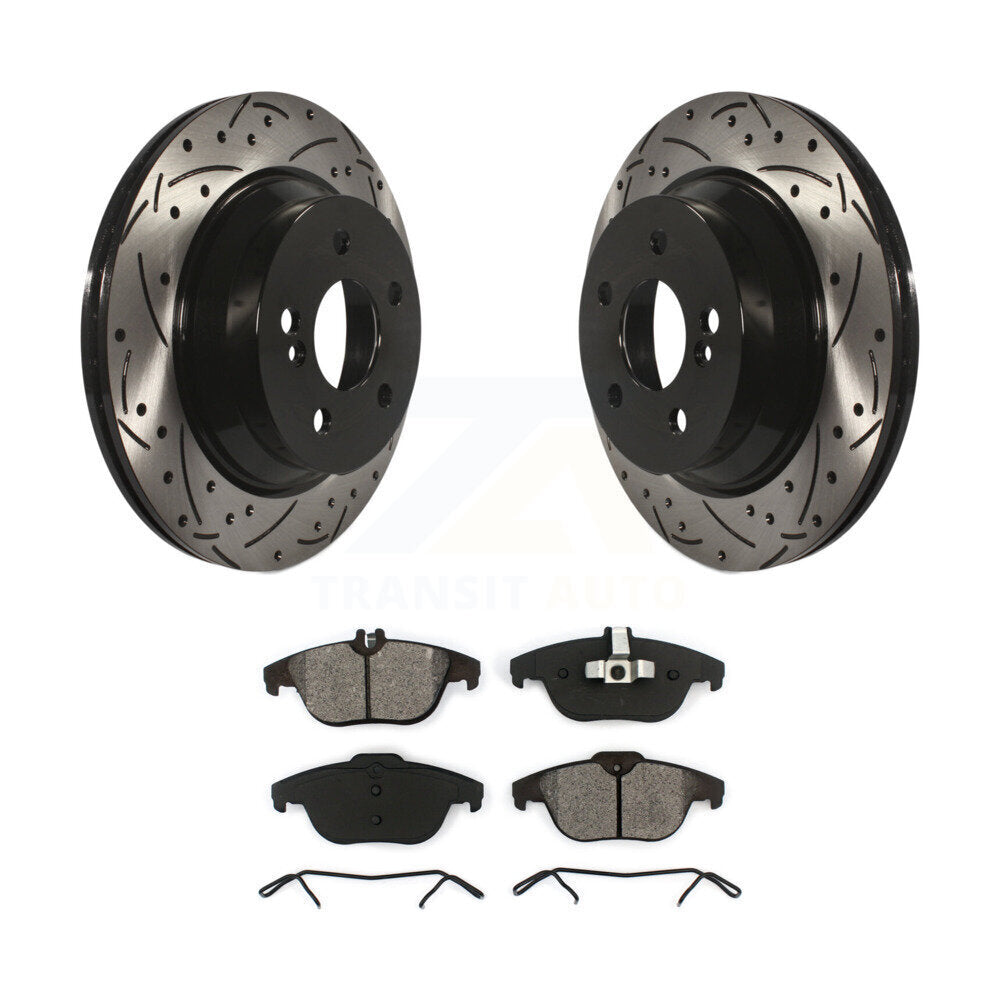 Drill Slot Brake Rotors Semi-Metallic Pad Rear Kit For Mercedes-Benz GLK350 E350