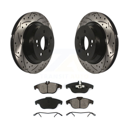 Drill Slot Brake Rotors Semi-Metallic Pad Rear Kit For Mercedes-Benz GLK350 E350