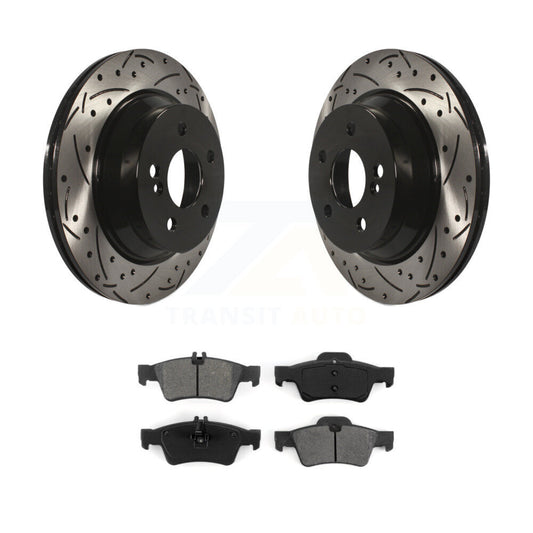 Drilled Slot Brake Rotors Semi-Metallic Pad Rear Kit For Mercedes-Benz E350 E400