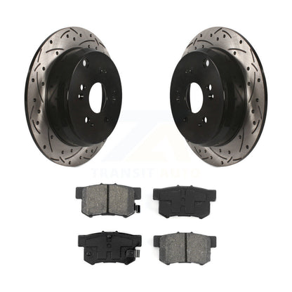 Coated Drilled Slotted Disc Brake Rotor Semi-Metallic Pad Rear Kit For Acura RDX