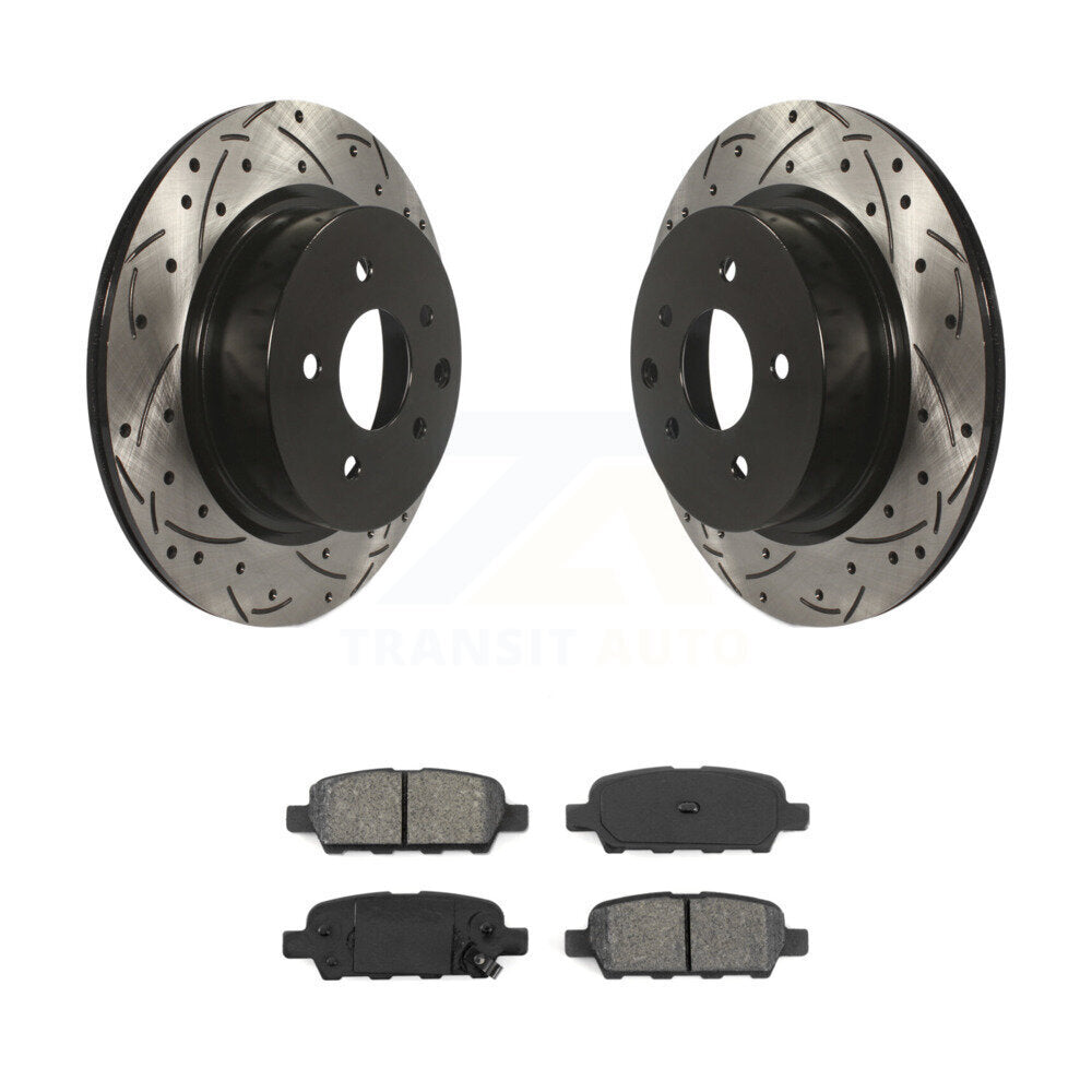 Drill Slot Brake Rotor Semi-Metallic Pad Rear Kit For INFINITI Nissan Maxima G37
