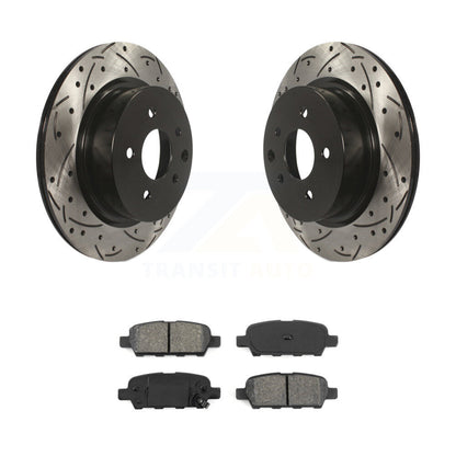 Drill Slot Brake Rotor Semi-Metallic Pad Rear Kit For INFINITI Nissan Maxima G37