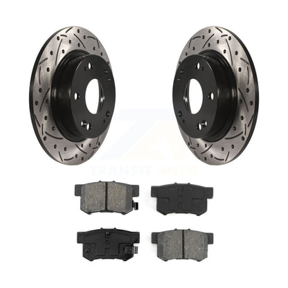 Drill Slot Brake Rotors Semi-Metallic Pad Rear Kit For Honda Civic Acura CSX ILX