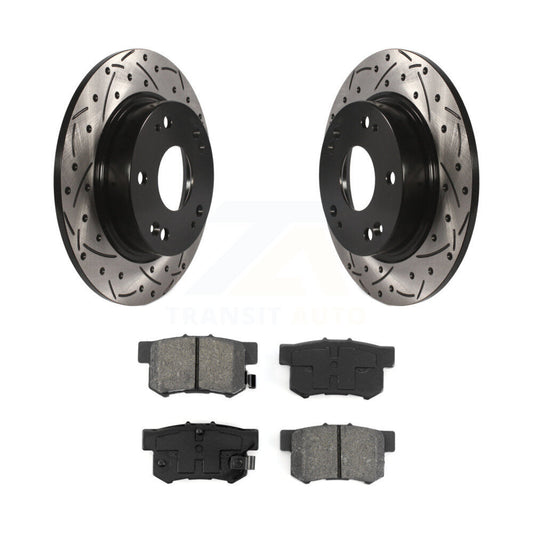 Drill Slot Brake Rotors Semi-Metallic Pad Rear Kit For Honda Civic Acura CSX ILX