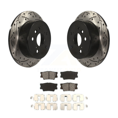 Drilled Slot Brake Rotor Semi-Metallic Pad Rear Kit For Toyota Camry Lexus ES350