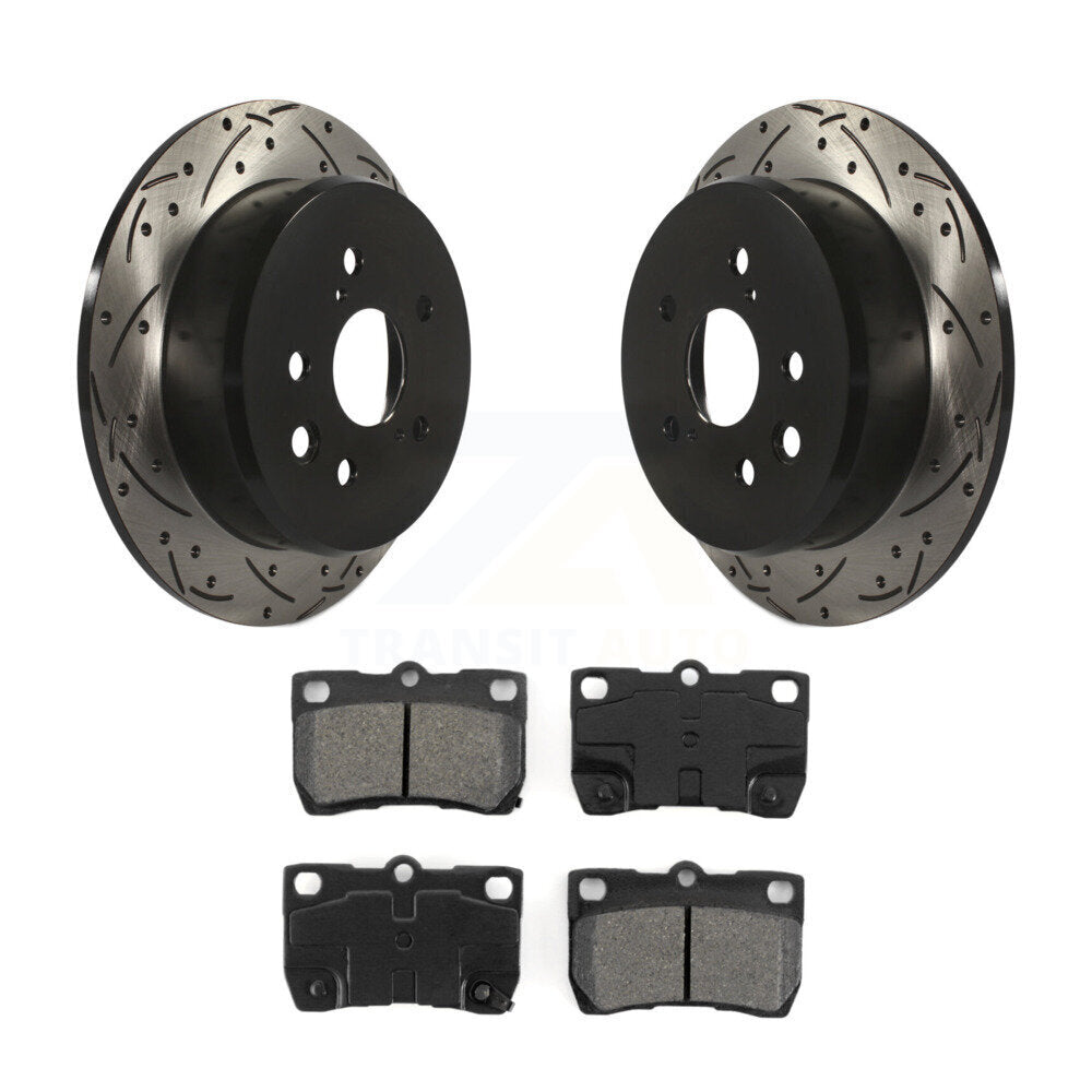 Coated Drilled Slot Disc Brake Rotors Semi-Metallic Pad Rear Kit For Lexus IS250