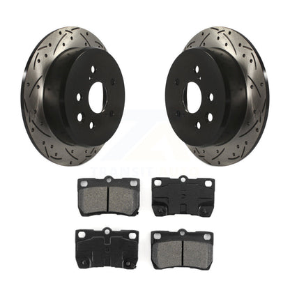 Coated Drilled Slot Disc Brake Rotors Semi-Metallic Pad Rear Kit For Lexus IS250