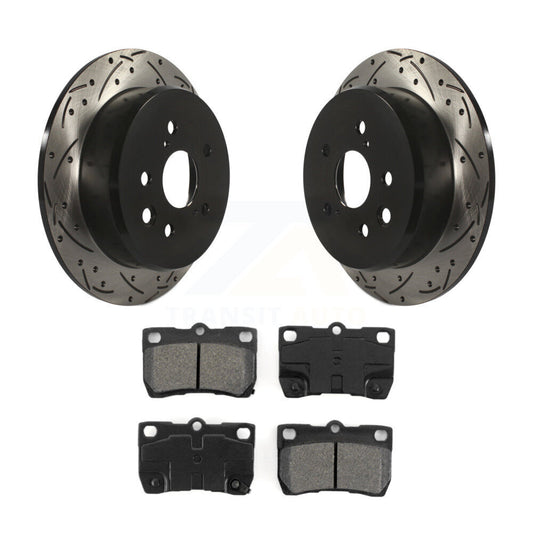 Coated Drilled Slot Disc Brake Rotors Semi-Metallic Pad Rear Kit For Lexus IS250