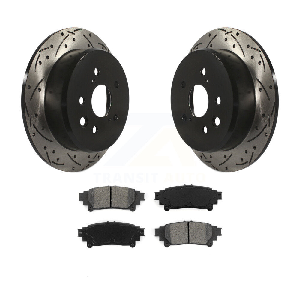 Coated Drilled Slot Disc Brake Rotors Semi-Metallic Pad Rear Kit For Lexus IS250