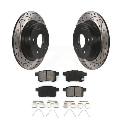Drilled Slot Brake Rotor & Semi-Metallic Pad Rear Kit For Honda Accord Acura TSX