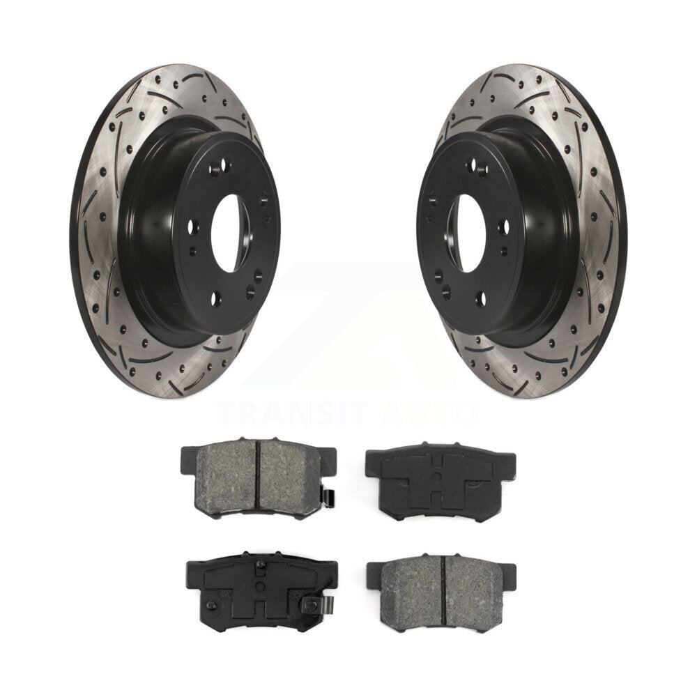 Drilled Slot Brake Rotor & Semi-Metallic Pad Rear Kit For Honda Accord Acura ILX