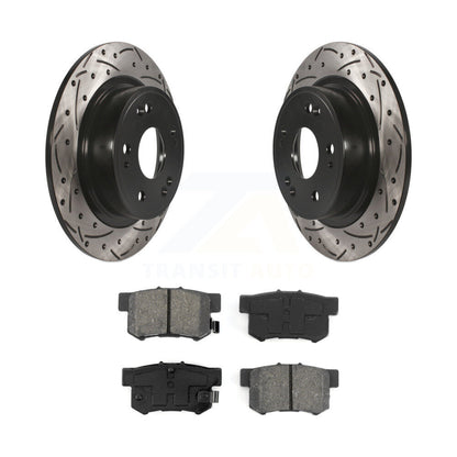 Drilled Slot Brake Rotor & Semi-Metallic Pad Rear Kit For Honda Accord Acura ILX