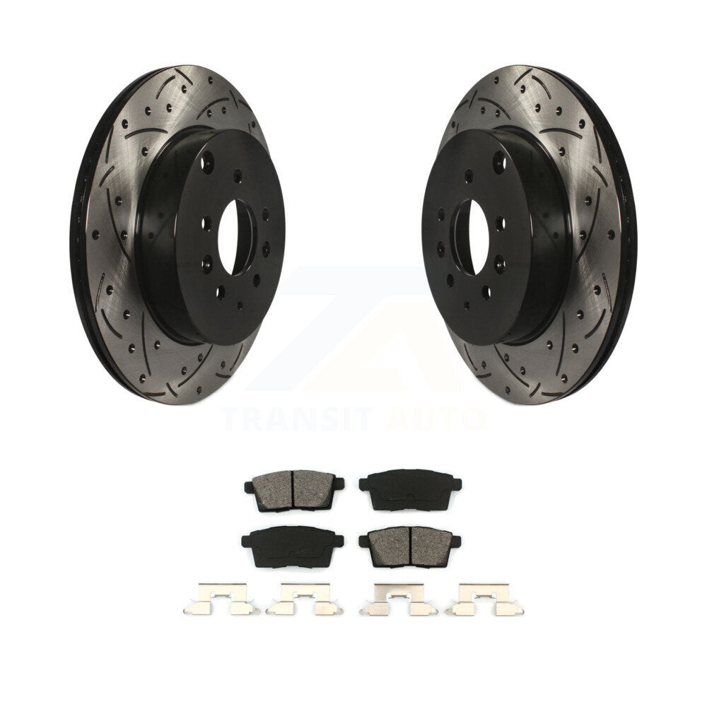 Drill Slot Disc Brake Rotors Semi-Metallic Pad Rear Kit For 2007-2015 Mazda CX-9