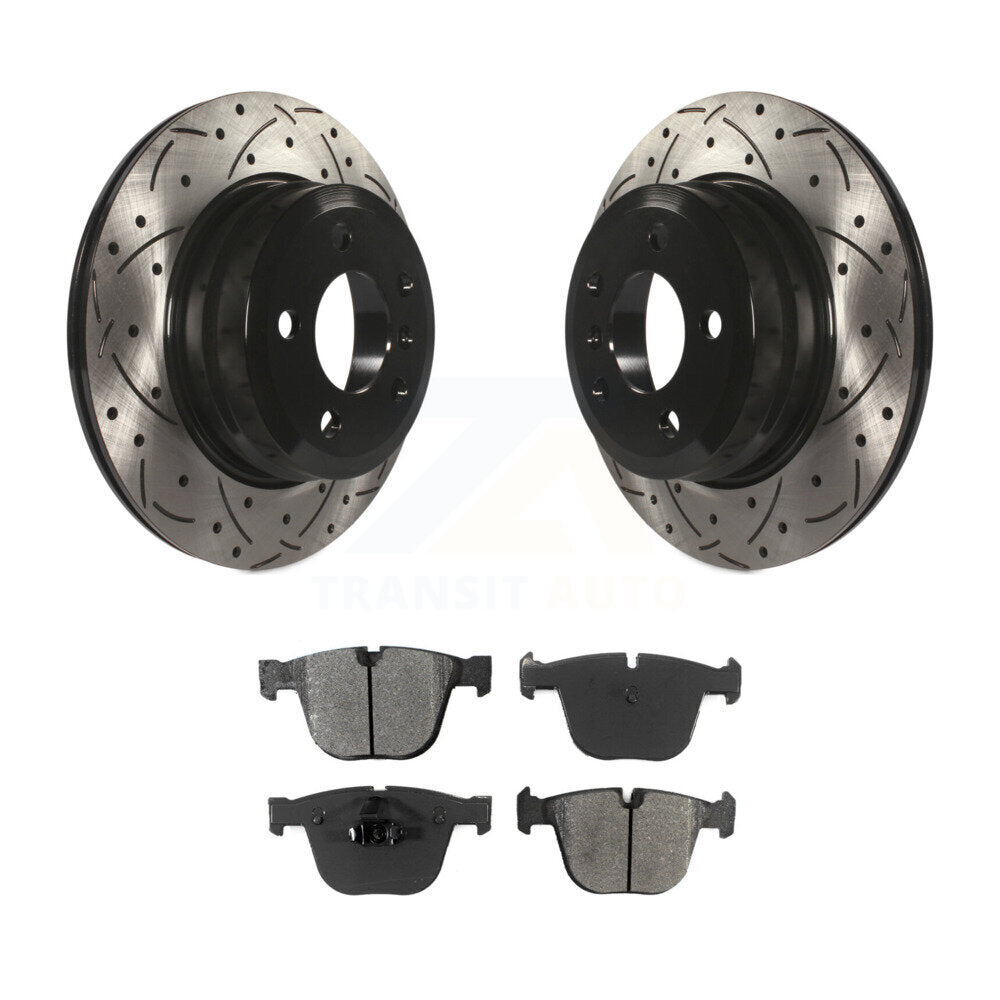 Drilled Slot Brake Rotor & Semi-Metallic Pad Rear Kit For 2009 BMW X6 From 10 08