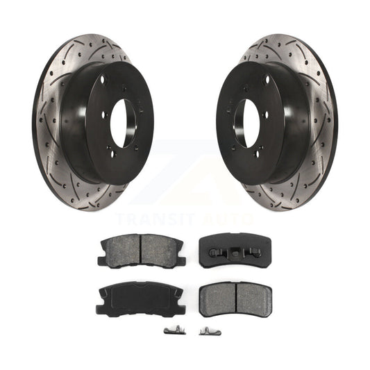 Drilled Slot Disc Brake Rotor & Semi-Metallic Pad Rear Kit For Mitsubishi Lancer